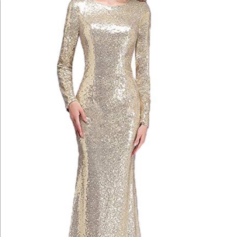 Honey qiao Floor length gold sequin dress